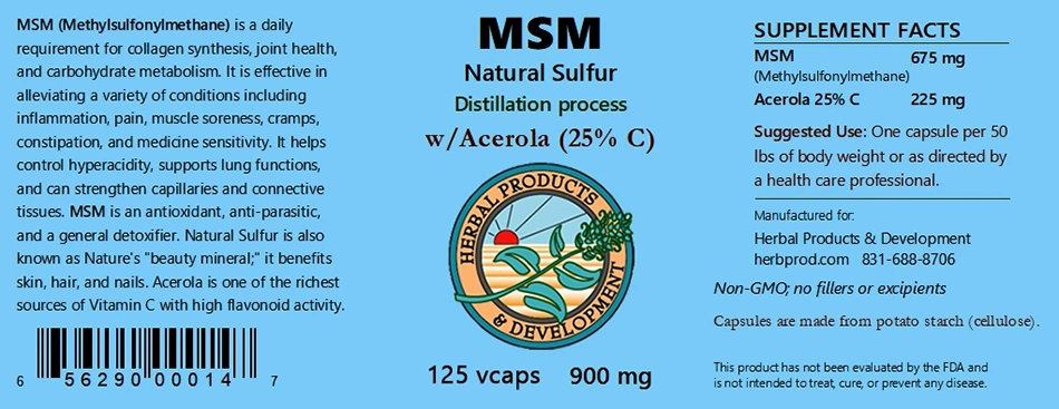 MSM-Acerola label